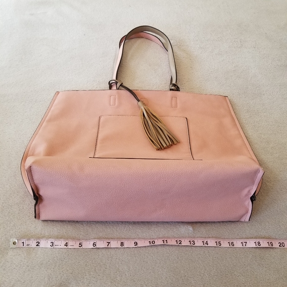 Pink Faux Leather Tote Bag with Tassels - Picture 5 of 13